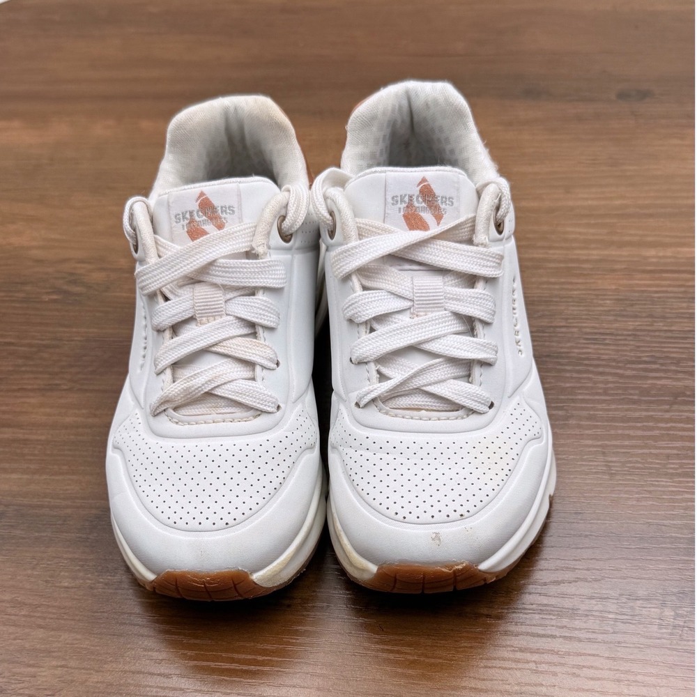 Skechers Uno Sneakers Kids Size 11 White Rose Gold Good Air Cooled 310545L